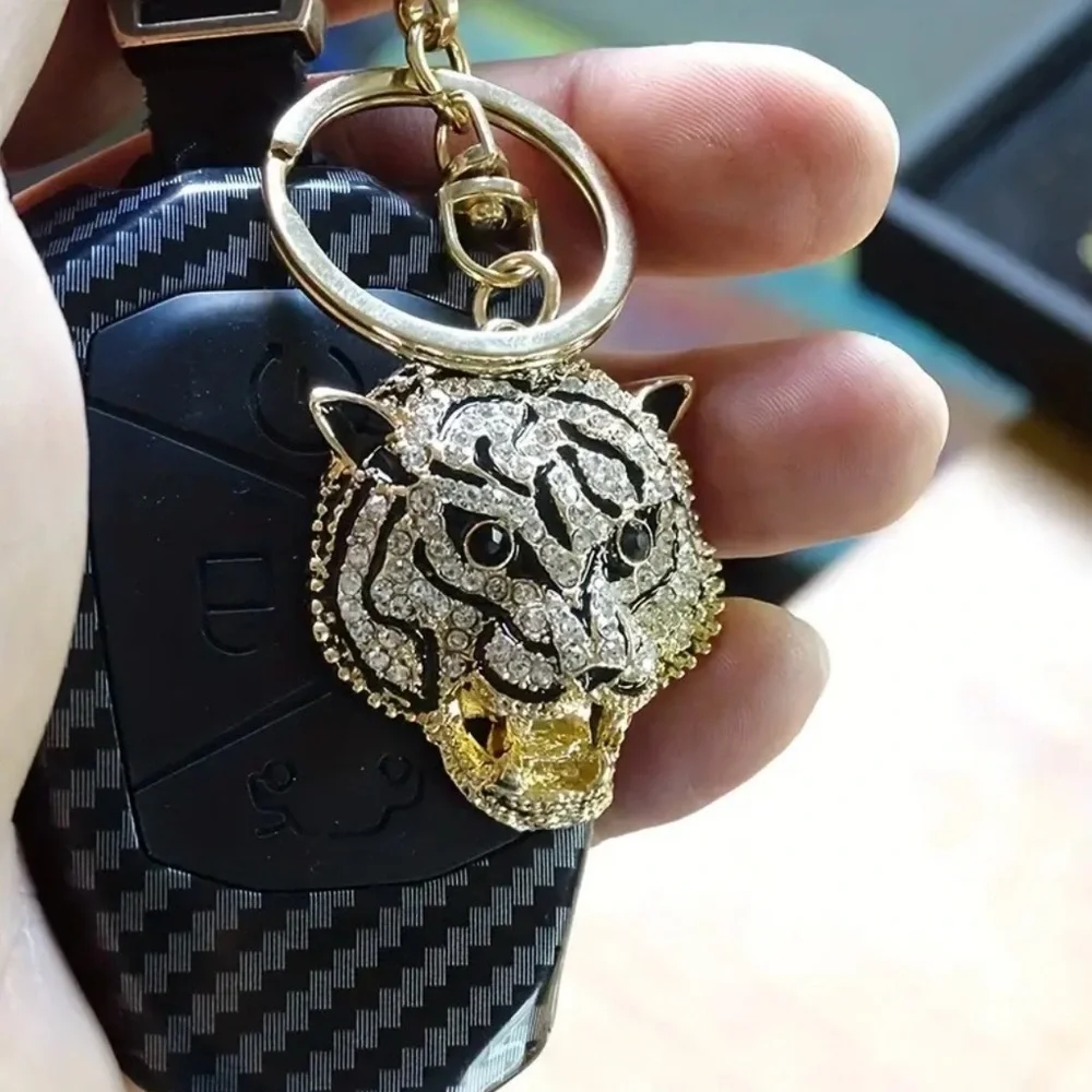 Gold and Silver Tiger Keychain, NEW